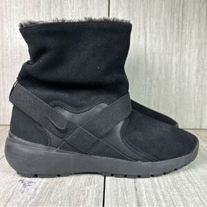 Nike Golkana Black Faux Fur Lined Warm Winter Slip On Boot Shoe Women’s Size 8